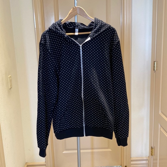 American Apparel | Jackets u0026 Coats | American Apparel Never Worn L Black  And White Polka Dot Zipup Hoodie | Poshmark